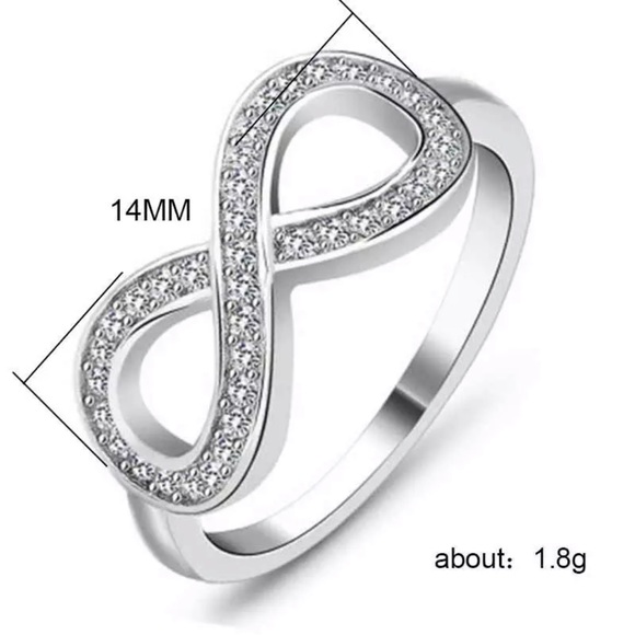 Infinity Women 925 Silver  Rings White Sapphire - Picture 4 of 4